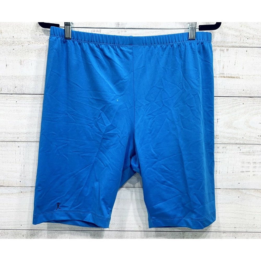 ABA Spandex Shorts Women's 2XL Bright Blue High Rise Gym Workout Wear